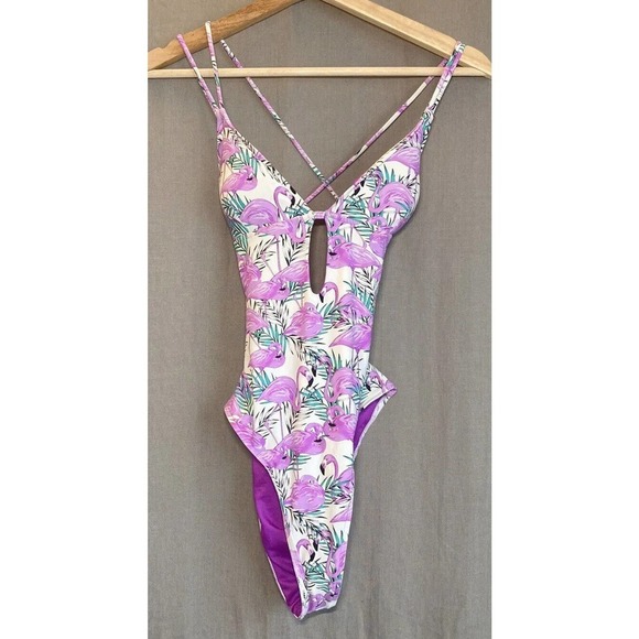 Rip Curl Womens Mai Tai Flamingo Cheeky One-Piece Swimsuit Purple Size X-Small - Picture 6 of 16